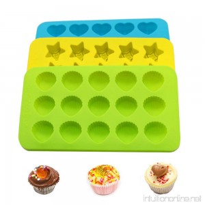 Silicone Chocolate Molds & Candy Molds 15 Cups Nonstick Mini Wax Molds Silicone Ice Cube Trays Mini Ice Maker Molds -Use for Cakes Chocolate Ice cream Tarts Muffins (3 Pack) - B06ZYWFQXJ